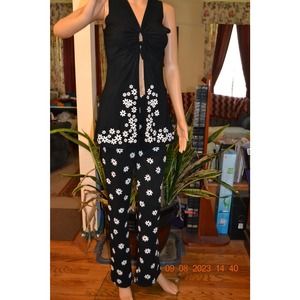 Vintage  Disco Pant Suit  (8) Cut out top